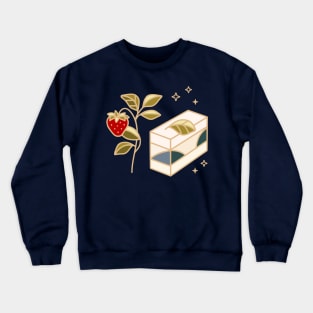 Strawberry and cheesecake with leaves Crewneck Sweatshirt